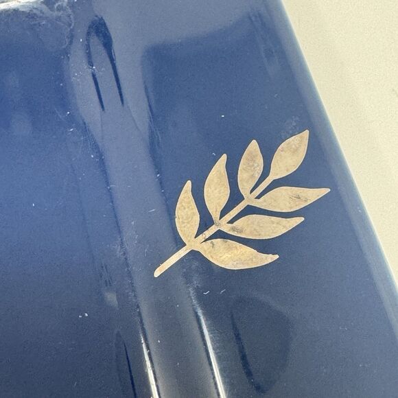 Vintage Bath & Body Works Ceramic Plate Holiday Edition 1999 Blue Gold Leaf - Picture 4 of 4